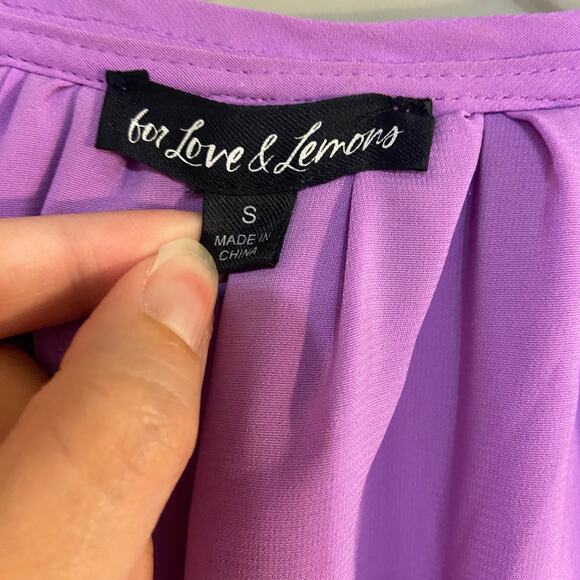 For Love & Lemons Size Small Purple Sequin Tie Front Madeline Sequin Top - Picture 4 of 10